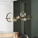 Modern black glass globe pendant light for dining table