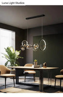Modern black glass globe pendant light for dining table