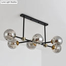DecorBites™ Modern Black Glass Island Pendant Light with 6 Spherical Lights for Dining Table