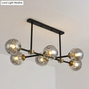 DecorBites™ Modern Black Glass Island Pendant Light with 6 Spherical Lights for Dining Table