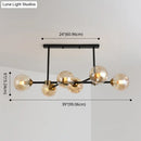 DecorBites™ Modern Black Glass Island Pendant Light with 6 Spherical Lights for Dining Table