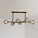 DecorBites™ Modern Black Glass Island Pendant Light with 6 Spherical Lights for Dining Table