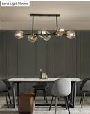 DecorBites™ Modern Black Glass Island Pendant Light with 6 Spherical Lights for Dining Table