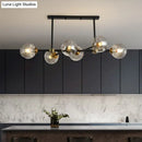 DecorBites™ Modern Black Glass Island Pendant Light with 6 Spherical Lights for Dining Table