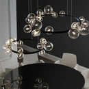 Modern black glass ring pendant light – dining room chandelier