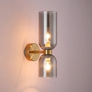 Modern black glass shade wall lamp for bedroom with smoked glass