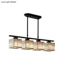 DecorBites™ Modern 3/4-Light Square Hanging Ceiling Fixture with Clear Crystal in Black/Gold for Dining Room