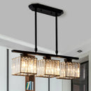 DecorBites™ Modern 3/4-Light Square Hanging Ceiling Fixture with Clear Crystal in Black/Gold for Dining Room