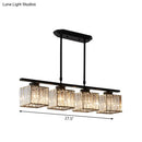 DecorBites™ Modern 3/4-Light Square Hanging Ceiling Fixture with Clear Crystal in Black/Gold for Dining Room