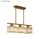 DecorBites™ Modern 3/4-Light Square Hanging Ceiling Fixture with Clear Crystal in Black/Gold for Dining Room