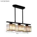 DecorBites™ Modern 3/4-Light Square Hanging Ceiling Fixture with Clear Crystal in Black/Gold for Dining Room