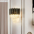 Modern black & gold 3-tiered wall-mounted light living room crystal