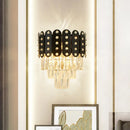 Modern black & gold 3-tiered wall-mounted light living room crystal