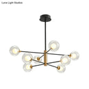 DecorBites™ Modern Black & Gold 8-Light Pendant Chandelier with Clear Glass - Ball Living Room Hanging Lighting