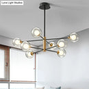 DecorBites™ Modern Black & Gold 8-Light Pendant Chandelier with Clear Glass - Ball Living Room Hanging Lighting