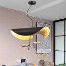 Modern black & gold abstract pendant lamp dining room sculptural design