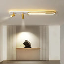 Modern black & gold acrylic led chandelier with spotlights living room