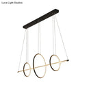 DecorBites™ Modern Black/Gold Acrylic Linear Suspension Light with 3-Ring Design - Island Pendant Lighting