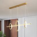 DecorBites™ Modern Black/Gold Acrylic Linear Suspension Light with 3-Ring Design - Island Pendant Lighting