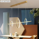 DecorBites™ Modern Black/Gold Acrylic Linear Suspension Light with 3-Ring Design - Island Pendant Lighting