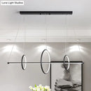 DecorBites™ Modern Black/Gold Acrylic Linear Suspension Light with 3-Ring Design - Island Pendant Lighting