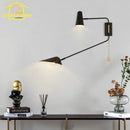 Modern black & gold adjustable double head wall lamp bedroom sconce