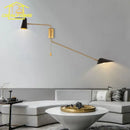 Modern black & gold adjustable double head wall lamp bedroom sconce