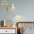 Modern black & gold adjustable double head wall lamp bedroom sconce