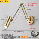 Modern black & gold adjustable swing arm wall lamp bedroom sconce