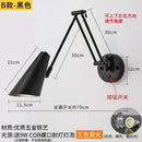 Modern black & gold adjustable swing arm wall lamp bedroom sconce