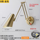 Modern black & gold adjustable swing arm wall lamp bedroom sconce