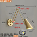 Modern black & gold adjustable swing arm wall lamp bedroom sconce