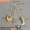 Modern black & gold adjustable swing arm wall lamp bedroom sconce