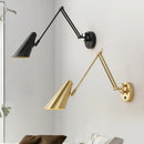 Modern black & gold adjustable swing arm wall lamp bedroom sconce