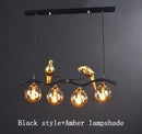 Modern black & gold bird glass pendant lights dining room