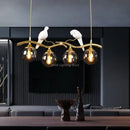 Modern black & gold bird glass pendant lights dining room