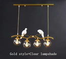 Modern black & gold bird glass pendant lights dining room