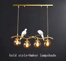 Modern black & gold bird glass pendant lights dining room