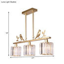DecorBites™ Modern Black/Gold Chandelier Lamp with Clear Crystal Drum Shade, Bird Accent - 3 Heads Hanging Light Fixture