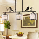 DecorBites™ Modern Black/Gold Chandelier Lamp with Clear Crystal Drum Shade, Bird Accent - 3 Heads Hanging Light Fixture