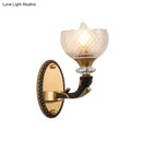 Modern black & gold branch sconce bedroom clear prismatic glass shade