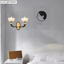 Modern black & gold branch sconce bedroom clear prismatic glass shade