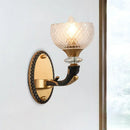 Modern black & gold branch sconce bedroom clear prismatic glass shade