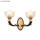 Modern black & gold branch sconce bedroom clear prismatic glass shade