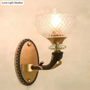 Modern black & gold branch sconce bedroom clear prismatic glass shade