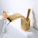 Modern black & gold brass waterfall basin faucet bathroom sink tap