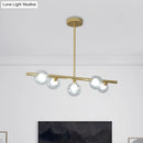 Modern black & gold bubble clear glass island light dining room