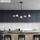 Modern black & gold bubble clear glass island light dining room