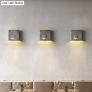 Modern black & gold cement square wall light bedroom moon sconce