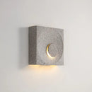 Modern black & gold cement square wall light bedroom moon sconce